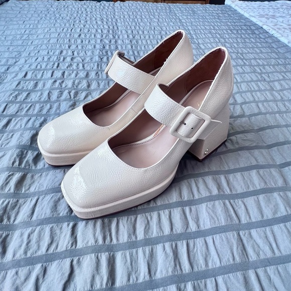 CIRCUS NY BY SAM EDELMAN Khiara Faux Leather Ivory Flared Heel Mary Janes 8.5 - Picture 2 of 8
